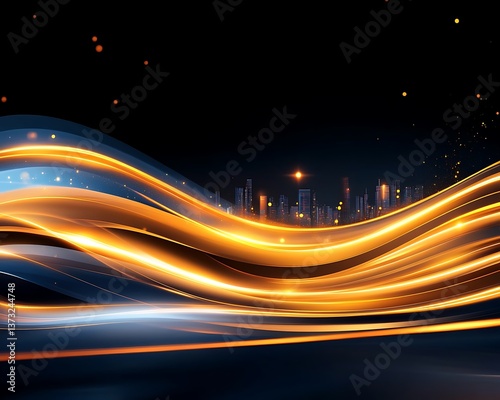Golden Cityscape Light Trails.