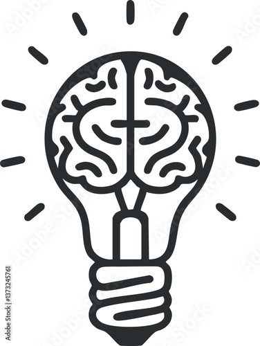 Illustration of a brain inside a lightbulb symbolizing creativity and innovative thinking.