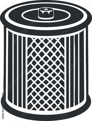 Illustration of a cylindrical oil filter for automotive engine maintenance and repair purposes.