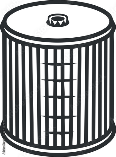 Illustration of a cylindrical filter cartridge commonly used in industrial machinery and equipment.