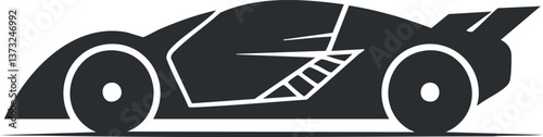 Silhouette of a sleek sports car with aerodynamic design, emphasizing speed and modern aesthetics.