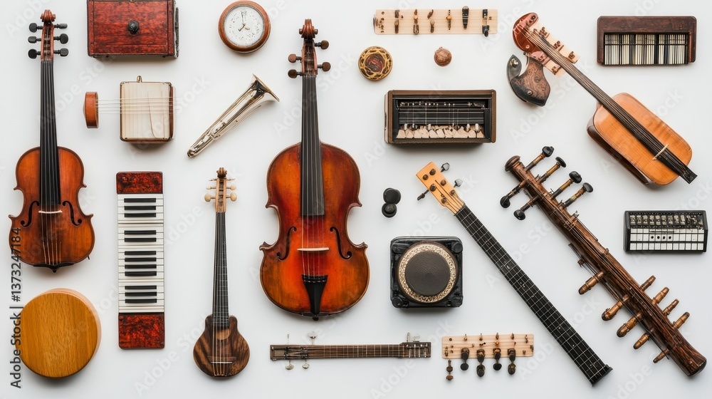 Naklejka premium Varied Musical Instruments Array