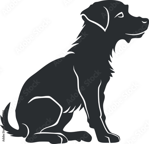 Black silhouette of a sitting dog, showcasing a simple and stylish design.
