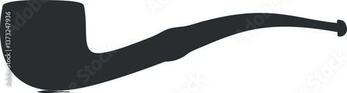 Silhouette of a classic smoking pipe in black and white, emphasizing its smooth, curved design.