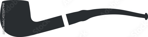 Black silhouette of a classic smoking pipe, illustrating a simple and traditional design.