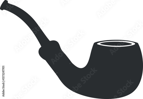 Silhouette of a classic tobacco pipe, ideal for vintage iconography and design elements.