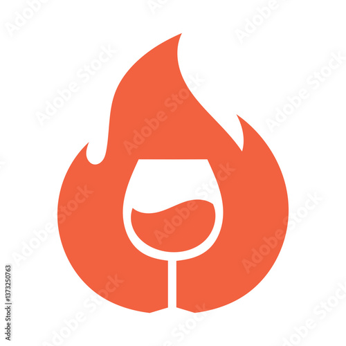 Glass of wine and fire logo