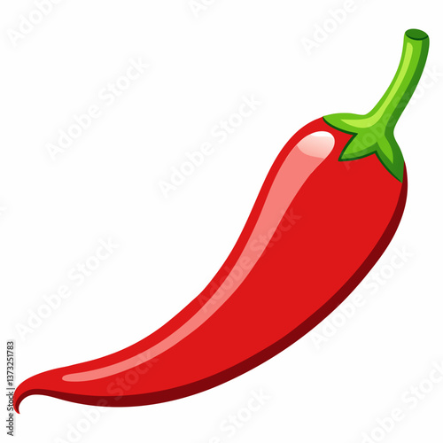 A single red chili pepper placed on a plain white background.