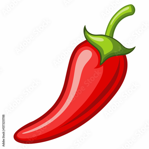A single red chili pepper placed on a plain white background.
