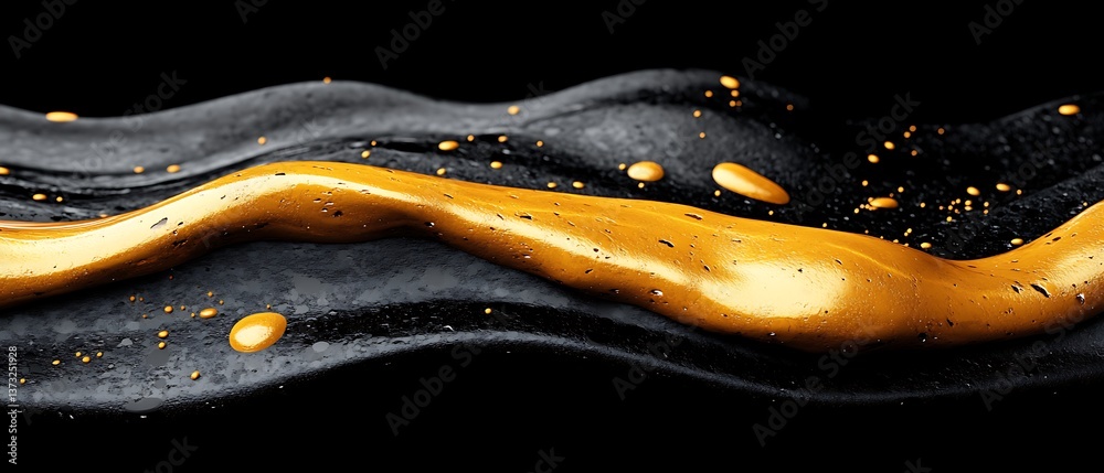 Obraz premium Gold Black Liquid Wave.