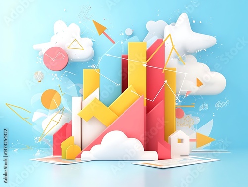 Growth charts with abstract background.