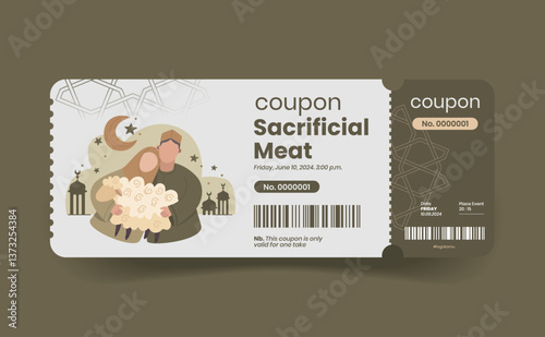 illustration of sacrificial animal meat collection coupon design. discount voucher, gift voucher, coupon, voucher element template and coupon for graphic design