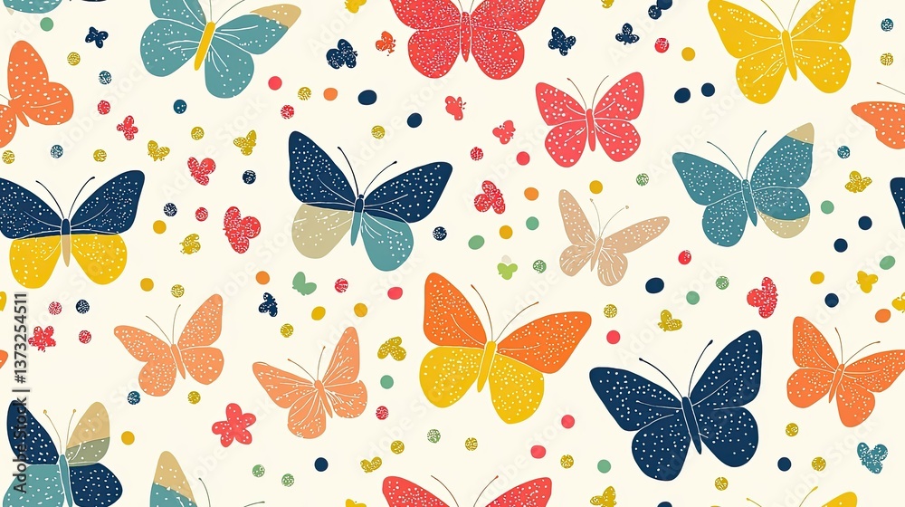 Colorful butterfly pattern with various shades and designs creating a vibrant and eye-catching decorative art piece for nature lovers Colorful butterfly pattern with various shades and designs creating a vibrant and eye-catching decorative art piece for nature lovers