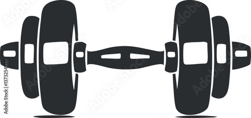 Silhouette of a dumbbell, symbolizing fitness, strength training, and exercise equipment for workouts.