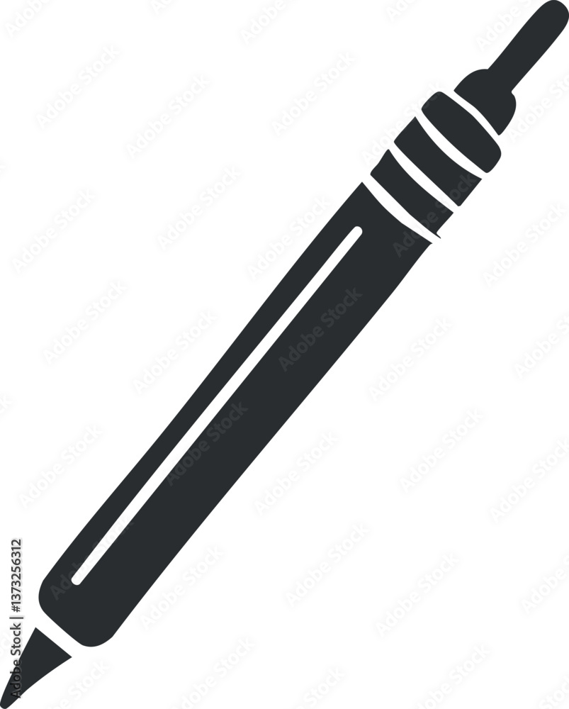 Naklejka premium Black pen icon illustration symbolizing writing and drawing tools for office and school use.