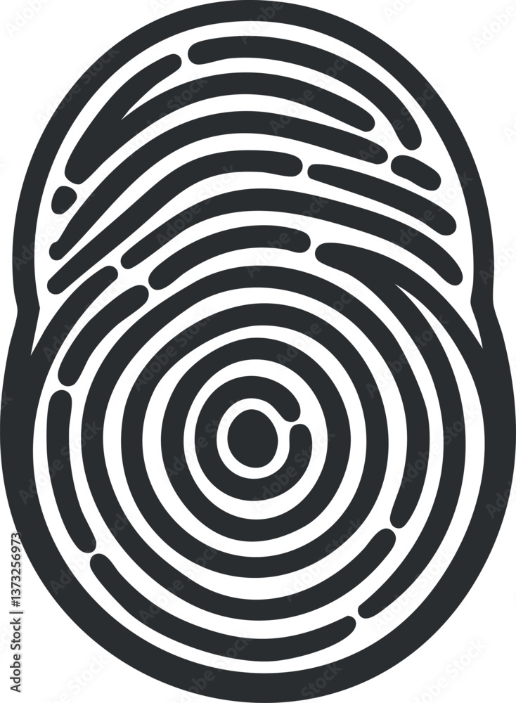 Fototapeta premium Black and white fingerprint illustration for biometric security and identity verification concepts.