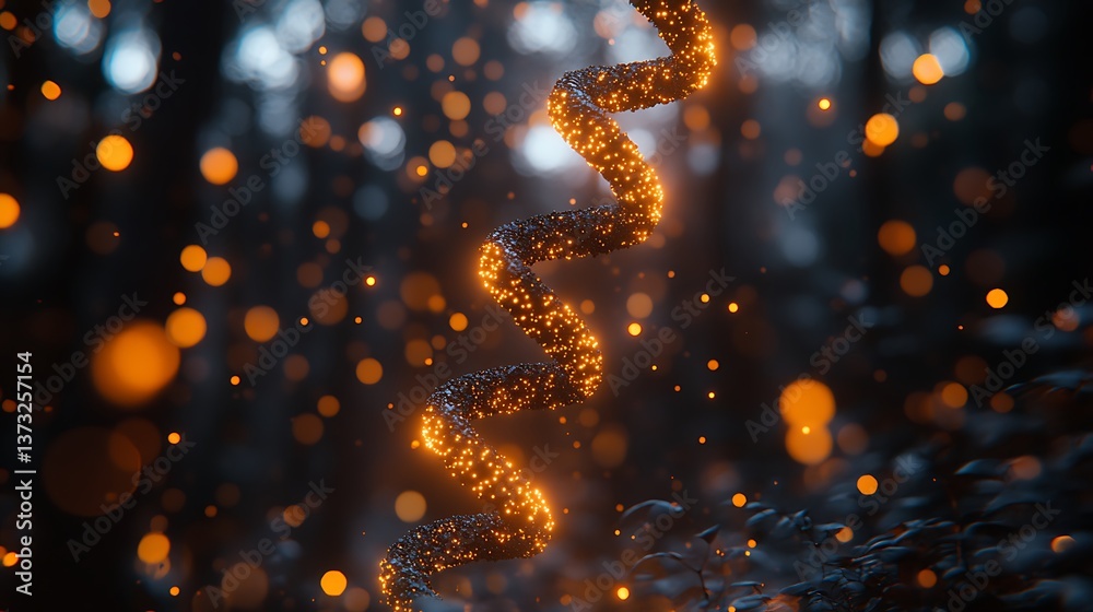 Glowing Helix in Dark Forest. Glowing Helix in Dark Forest.