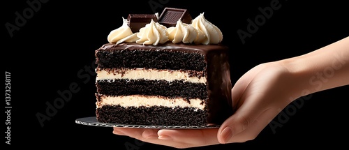 Hand Holding Chocolate Cake