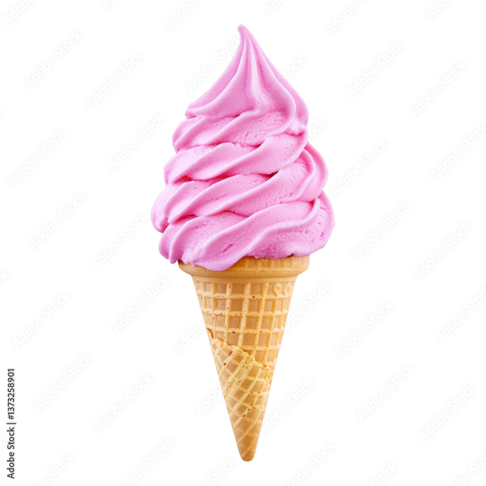 Pink Swirl Ice Cream Cone with Waffle Cone Base Pink Swirl Ice Cream Cone with Waffle Cone Base