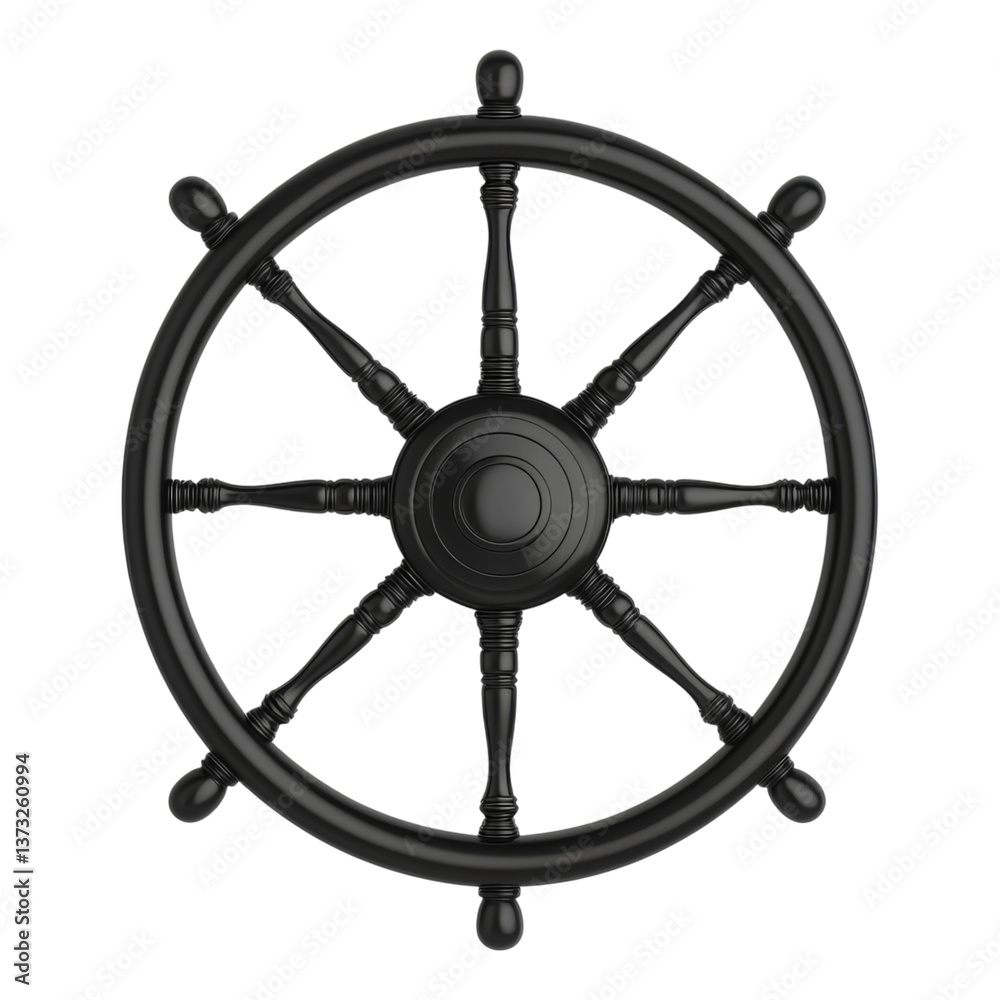 Naklejka premium Black Ship Wheel Isolated