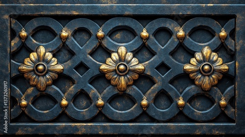 3d black grid cast iron lattice geometric pattern medieval wall decor engrave ceiling background