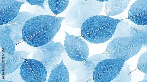Elegant and modern blue leaf pattern creating a stylish and sophisticated background perfect for textile design and home d?cor applications