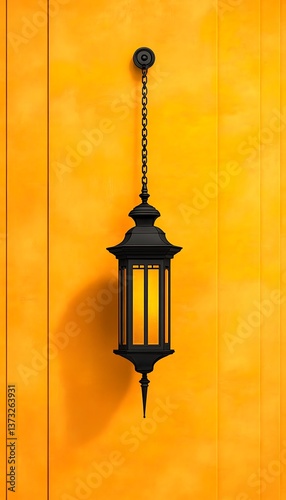 Hanging Lantern with Yellow Wall.