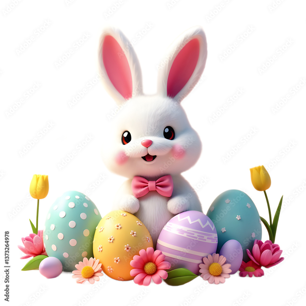 Obraz premium easter bunny with easter eggs