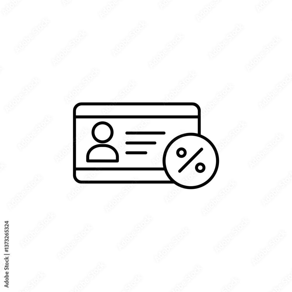 Fototapeta premium Membership Discount Card with Percentage Icon in Simple Style 