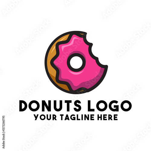 Donut logo design with a bite taken out