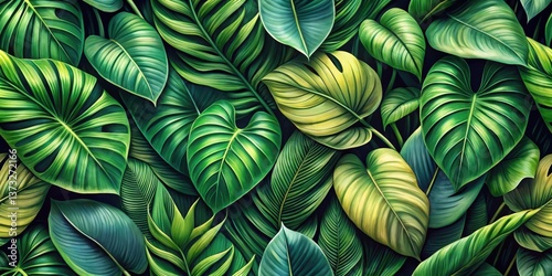 Wallpaper Mural Lush Tropical Foliage A Vibrant Display of Exotic Greenery in Rich, Saturated Hues, Ideal for Decor and Design Projects Torontodigital.ca