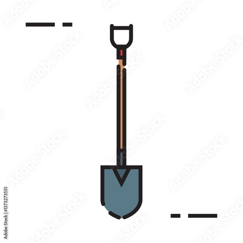 Vector illustration of a shovel with a simple, outlined design.