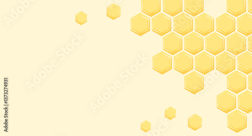 Beehive honey sign with hexagon grid cells isolated on yellow background vector.