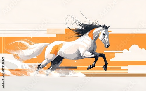 Horse Running, Abstract Art