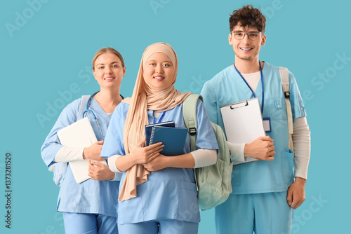 Medical students with backp...