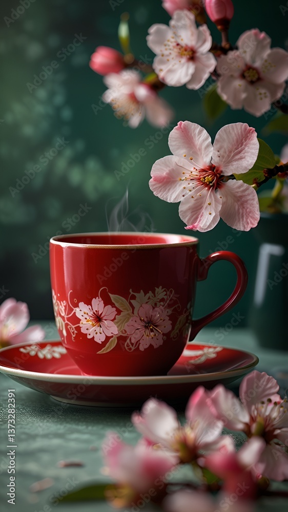 Fototapeta premium coffee cup in red
