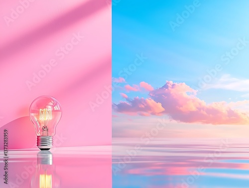 Illuminated Idea Pink Sky Reflection.