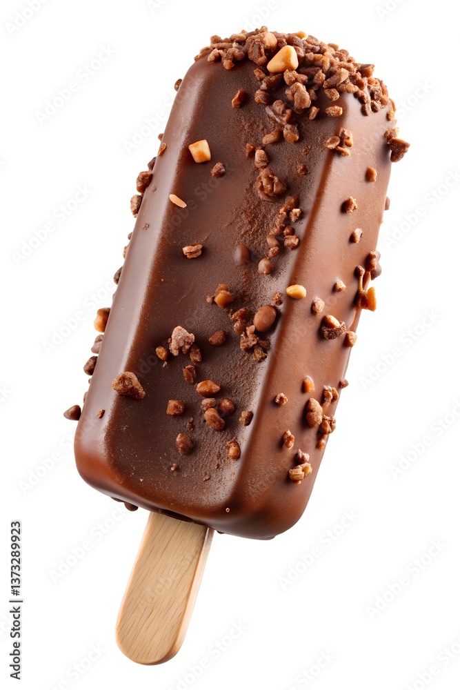 Fototapeta premium Chocolate Popsicle with Bite Mark Isolated