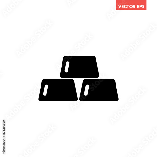 Black single gold bars icon, simple business financial trade flat design vector pictogram, infographic interface elements for app logo web button ui ux isolated on white background