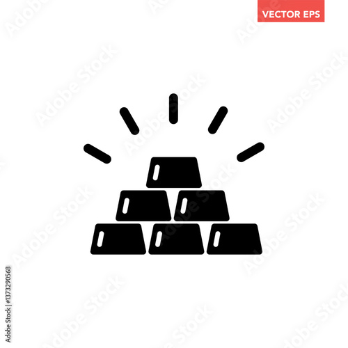 Black single gold bars icon, simple business financial trade flat design vector pictogram, infographic interface elements for app logo web button ui ux isolated on white background