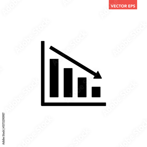 Black single financial graph with down arrow icon, simple business decline flat design pictogram vector for app ads web banner button ui ux interface elements isolated on white background Free Download Black single financial graph with down arrow icon, simple business decline flat design pictogram vector for app ads web banner button ui ux interface elements isolated on white background - GFXLoad