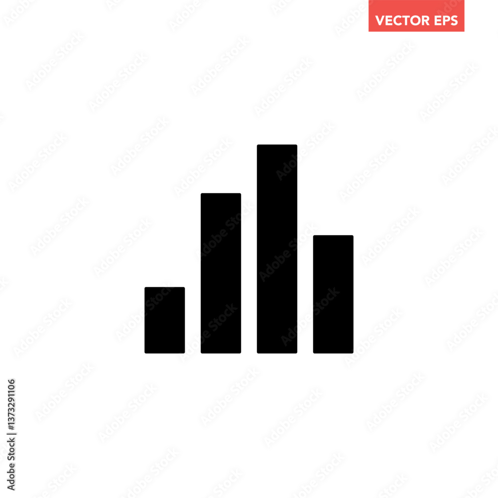 Black single business chart graph bars solid icon, success graph trending upwards flat design interface infographic element for app ui ux web button, vector isolated on white background Black single business chart graph bars solid icon, success graph trending upwards flat design interface infographic element for app ui ux web button, vector isolated on white background