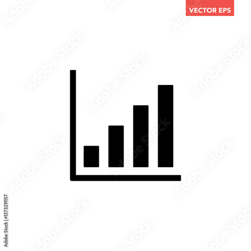 Free Download Black single business chart graph bars solid icon, success graph trending upwards flat design interface infographic element for app ui ux web button, vector isolated on white background - GFXLoad