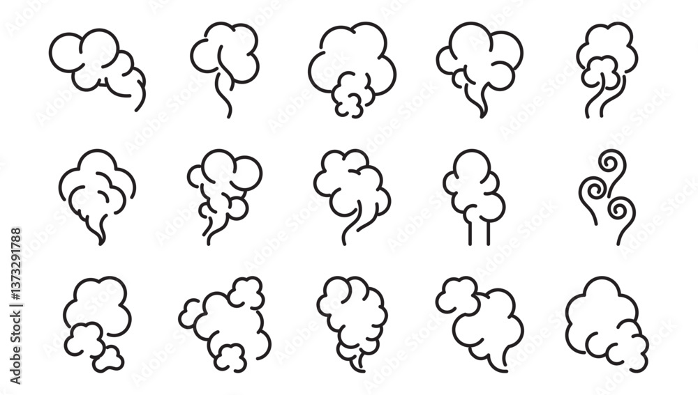 Set of smoke vector icons on a white background Set of smoke vector icons on a white background