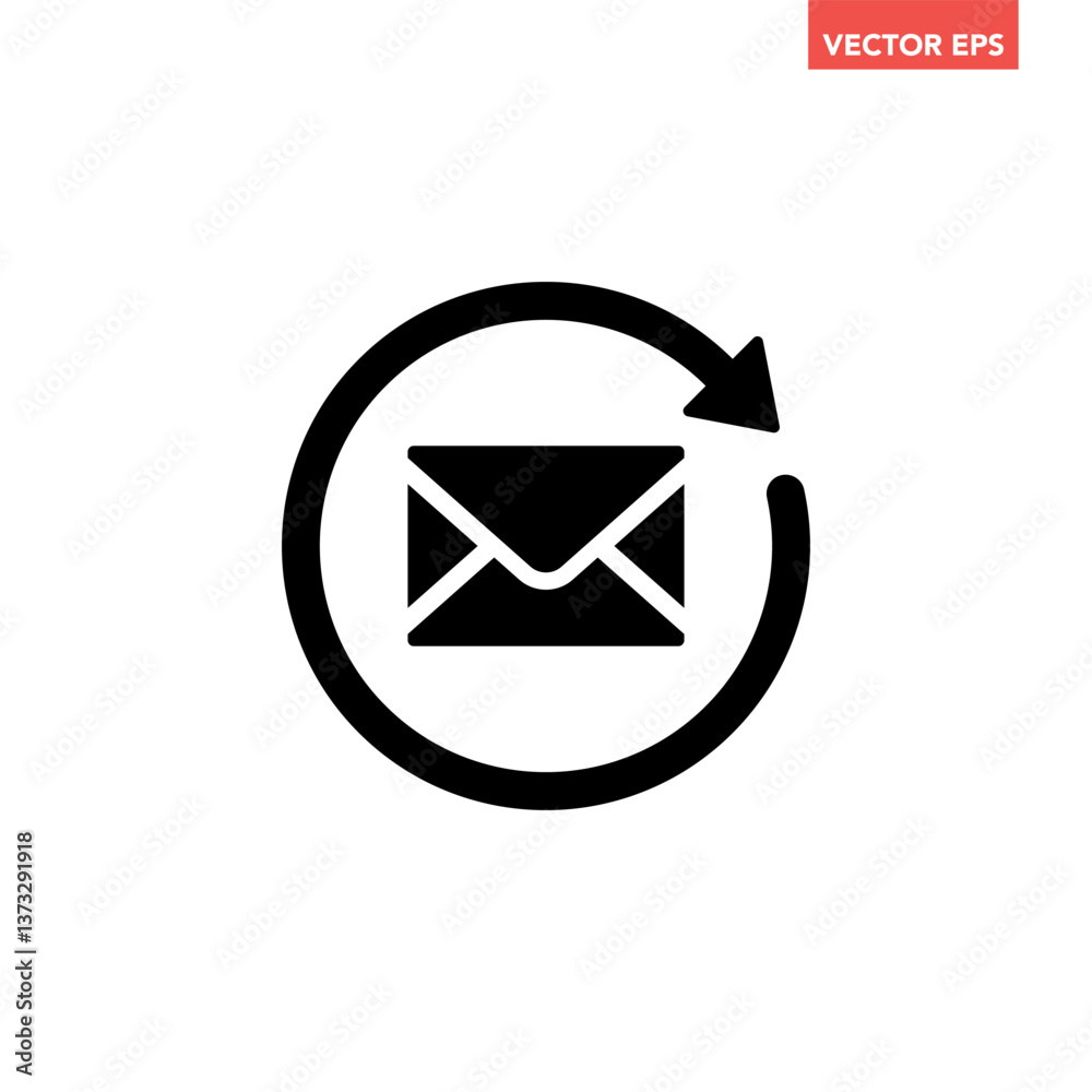 Black single email update line icon, simple reply mail flat design pictogram vector for app logo ads web webpage button ui ux interface elements isolated on white background Black single email update line icon, simple reply mail flat design pictogram vector for app logo ads web webpage button ui ux interface elements isolated on white background