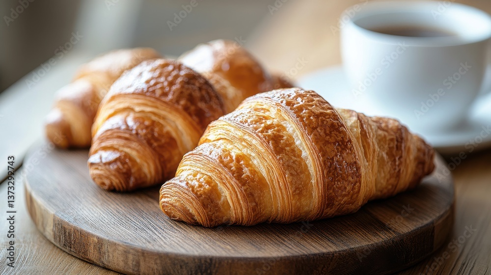 croissants on a wooden table croissants on a wooden table