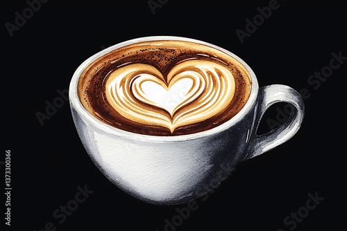 Latte Art Heart Coffee Cup.