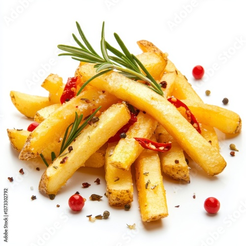 Obraz na płótnie Seasoned Golden French Fries with Rosemary and Spices w salonie