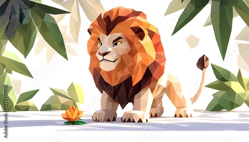 Lion in Jungle Scene