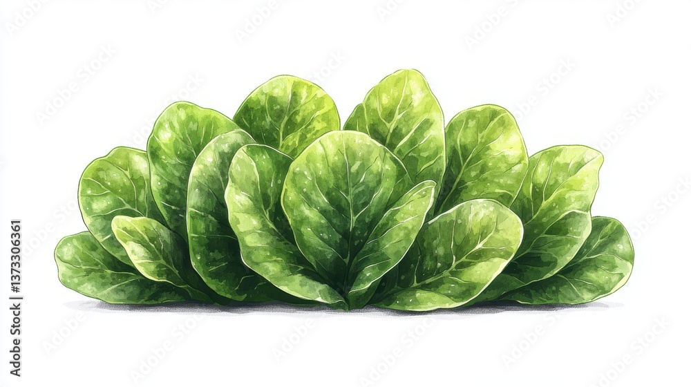 Fototapeta premium fresh green salad isolated,cartoon illustration style